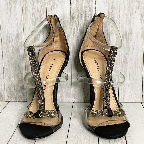 CHINESE LAUNDRY Jive Talk Studded Crystal T-Strap Sandals - Picture 1 of 7